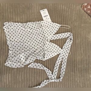 White Polka Dot Blouse Zara